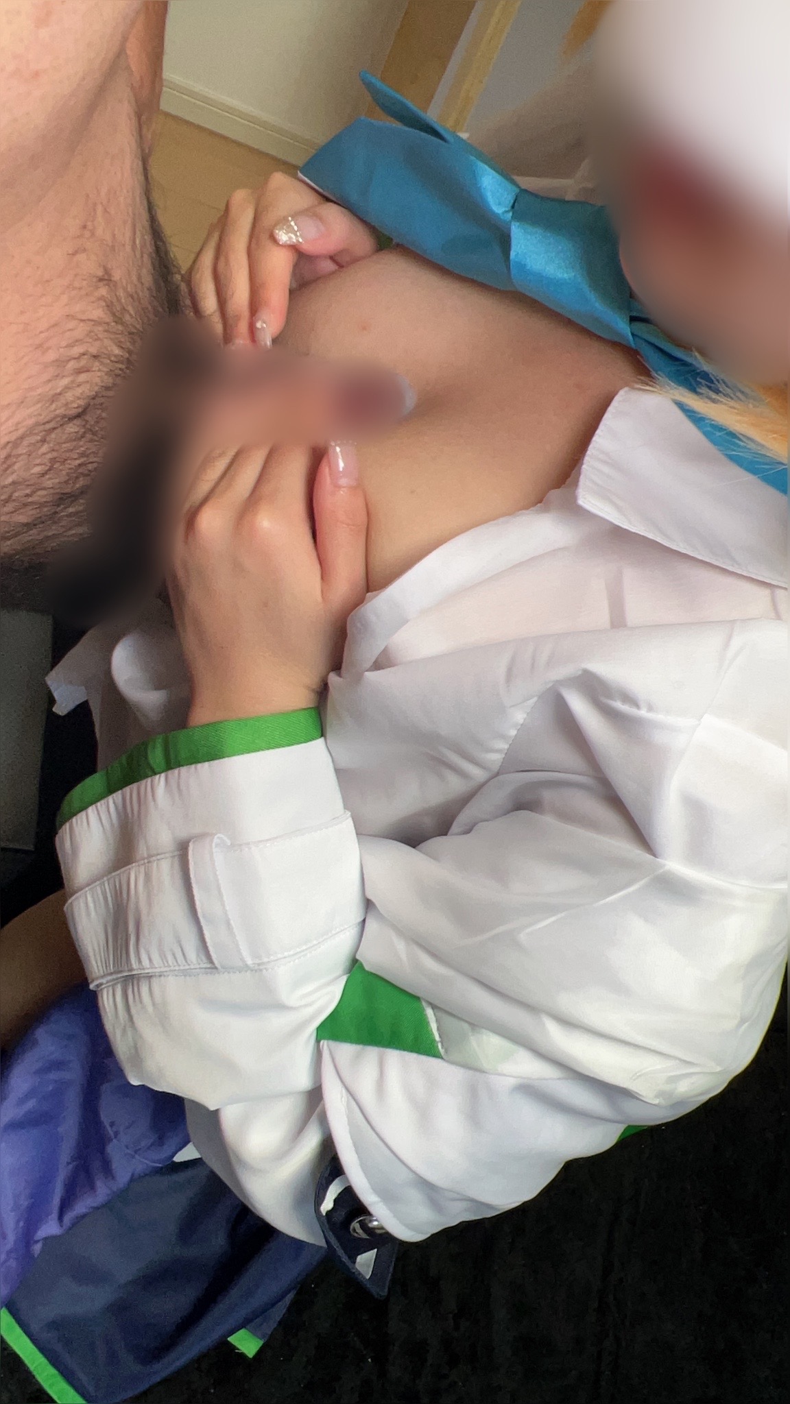 【才羽ミドリ】才羽ミドリFカップ爆乳パイズリ手コキニーソ足コキ!騎乗位生中出し後... サンプル画像1