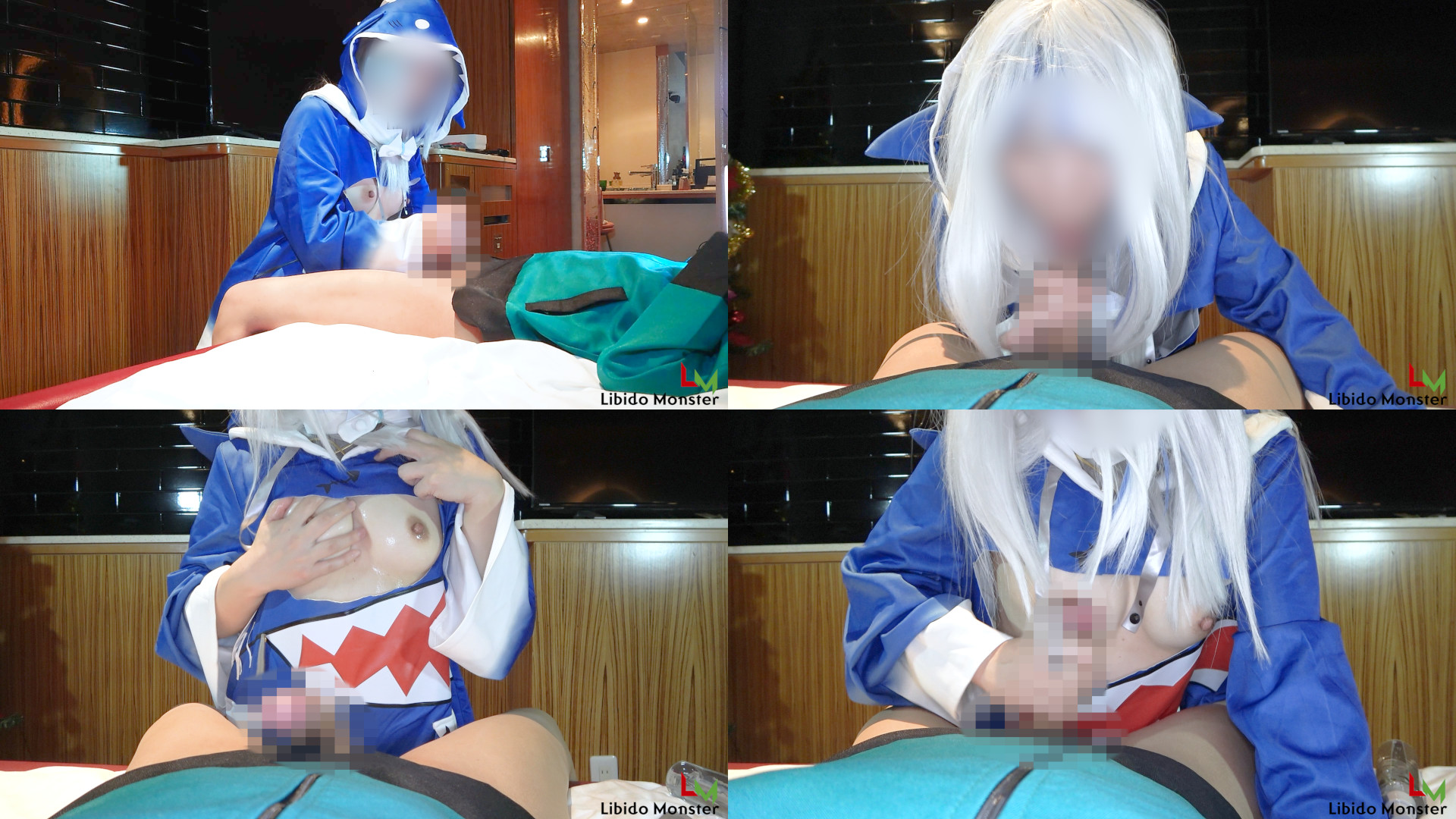 【がうる・ぐら】ホロサメ娘コス乳首透け誘惑!テンガ裏返しオマンコ手マン潮吹き絶頂... サンプル画像3