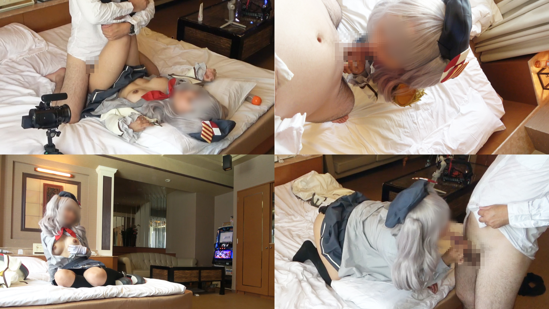 【鹿島】爆乳鹿島コス公式衣装の美女がハメ撮りで喉奥フェラ&パイズリ!黒パンツずら... サンプル画像3