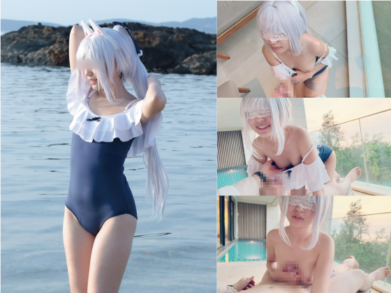 【月雪ミヤコ】月雪ミヤコ水着ずらし片乳ポロリで舌ペロエアフェラ!涎垂らし喉奥フェ... サンプル画像4