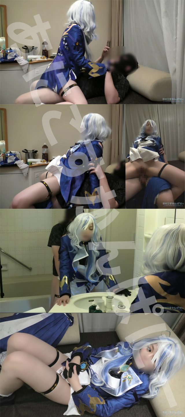 【フリーナ】フリーナのパイパンまんこに太ディルドズボズボ絶頂潮吹き!男愛撫耐えき... サンプル画像2