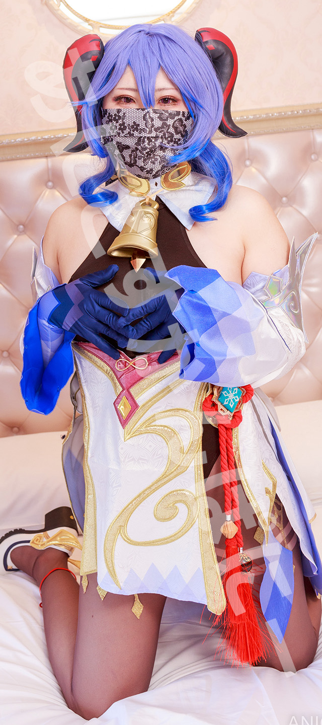 【甘雨】爆乳甘雨レイヤー黒タイツ足コキ膝裏ヌルヌル!自ら騎乗位オマンコ汁ダラダラ... サンプル画像1