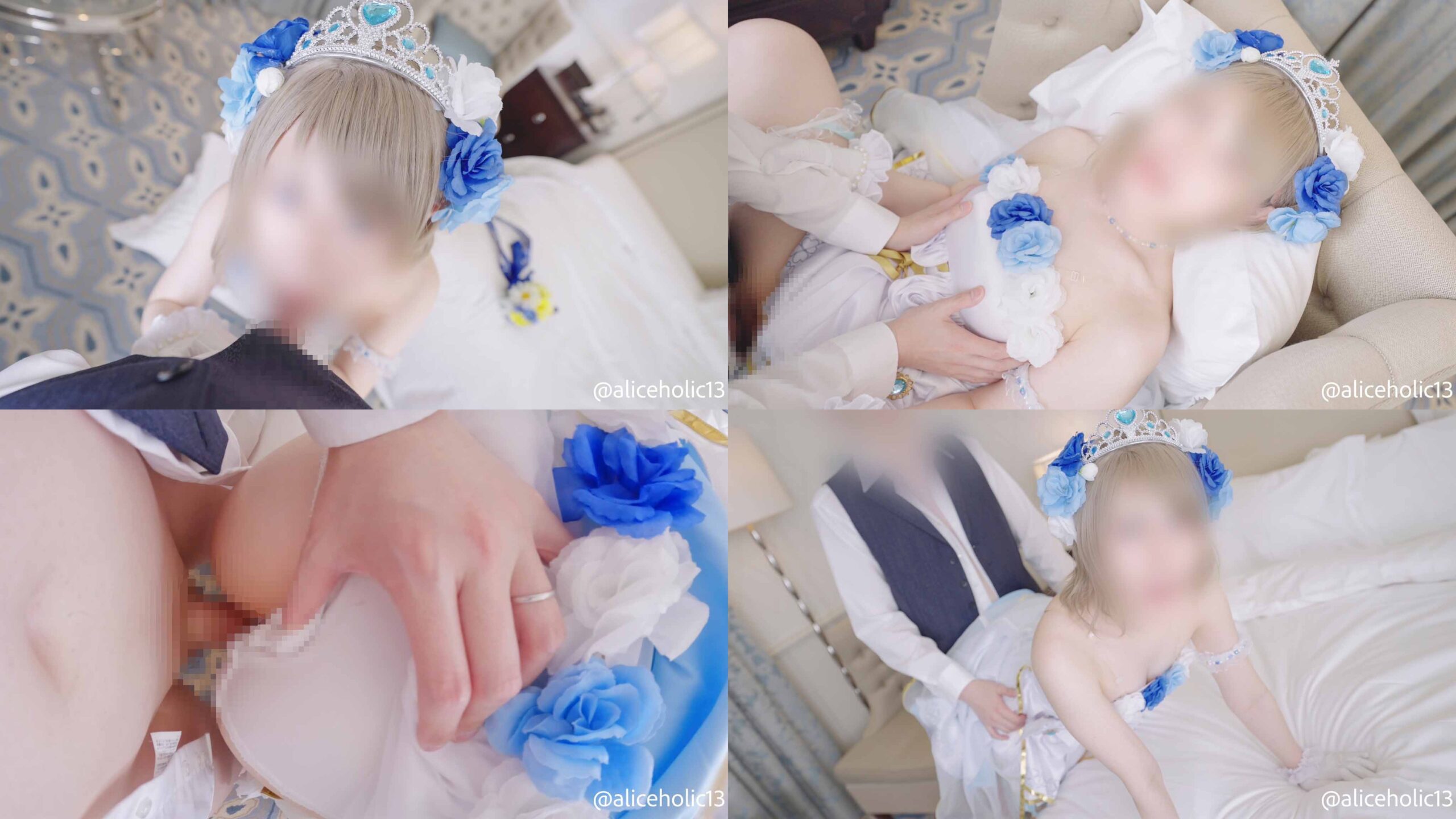 【渡辺曜】ウェディング曜純白ドレス乱れ白パンツずらしオマンコ生ハメ!連続中イキト... サンプル画像1