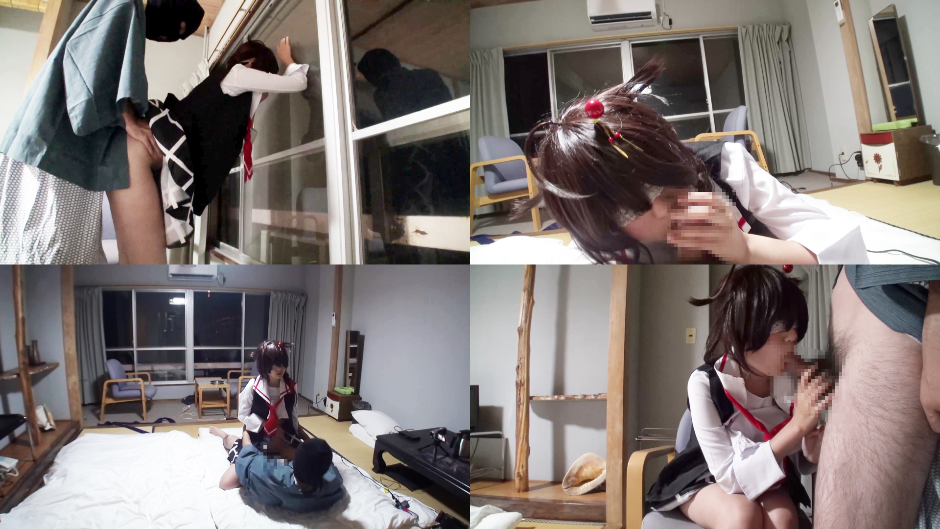 【時雨】浴衣時雨の旅館ハメ撮り生挿入!壁薄声我慢可愛喘ぎで窓際立ちバック中出し絶... サンプル画像3