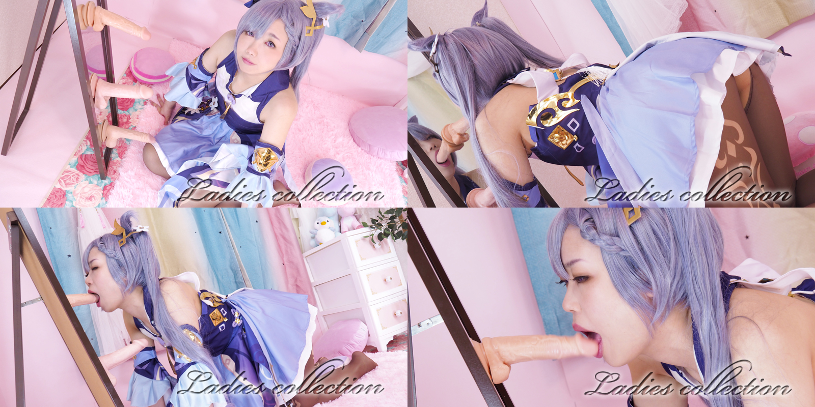 【刻晴】鏡前ディルドフェラでアヘ顔悶絶の刻晴!パイパンまんこ指マン潮吹き連発絶頂... サンプル画像1