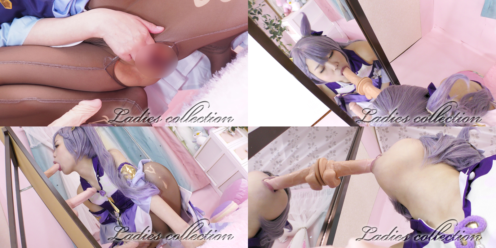 【刻晴】鏡前ディルドフェラでアヘ顔悶絶の刻晴!パイパンまんこ指マン潮吹き連発絶頂... サンプル画像3