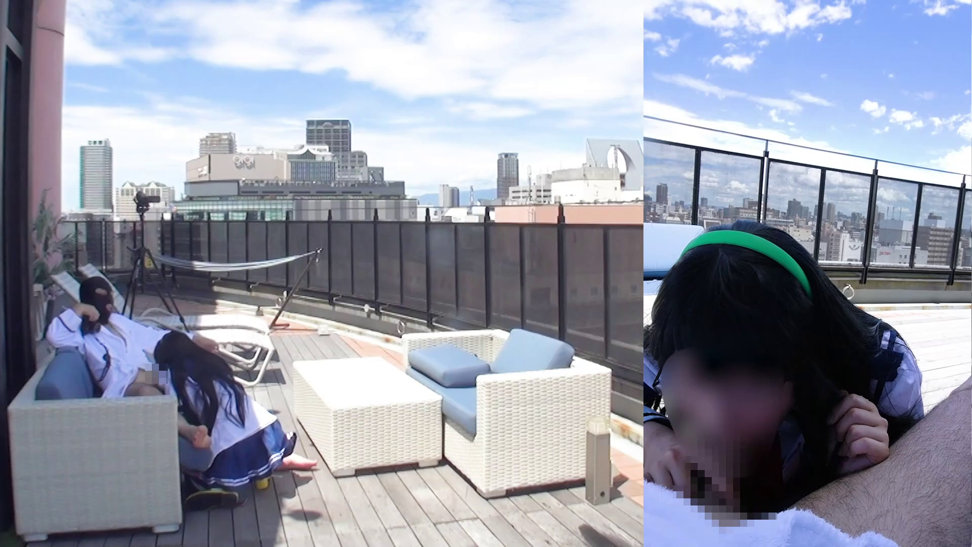 【大淀】昼間バルコニーで大淀コス秘書艦を野外生挿入!デカパイ揺らし汁ダラオマ●コ... サンプル画像3