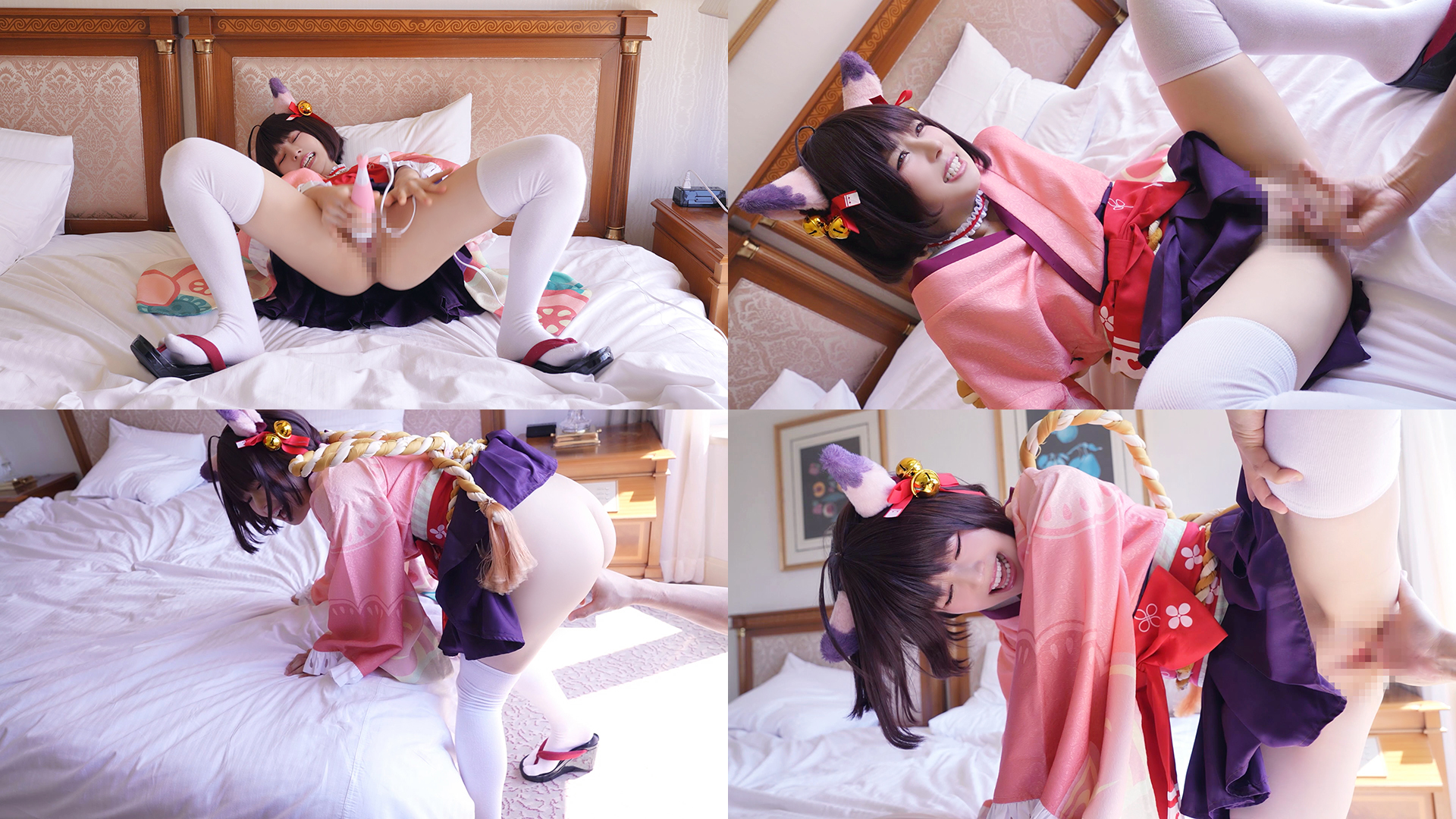 【一姫】雀魂一姫コスのパイパン蜜壺電マグリグリ潮吹き噴射!手マン痙攣イキから種付... サンプル画像1