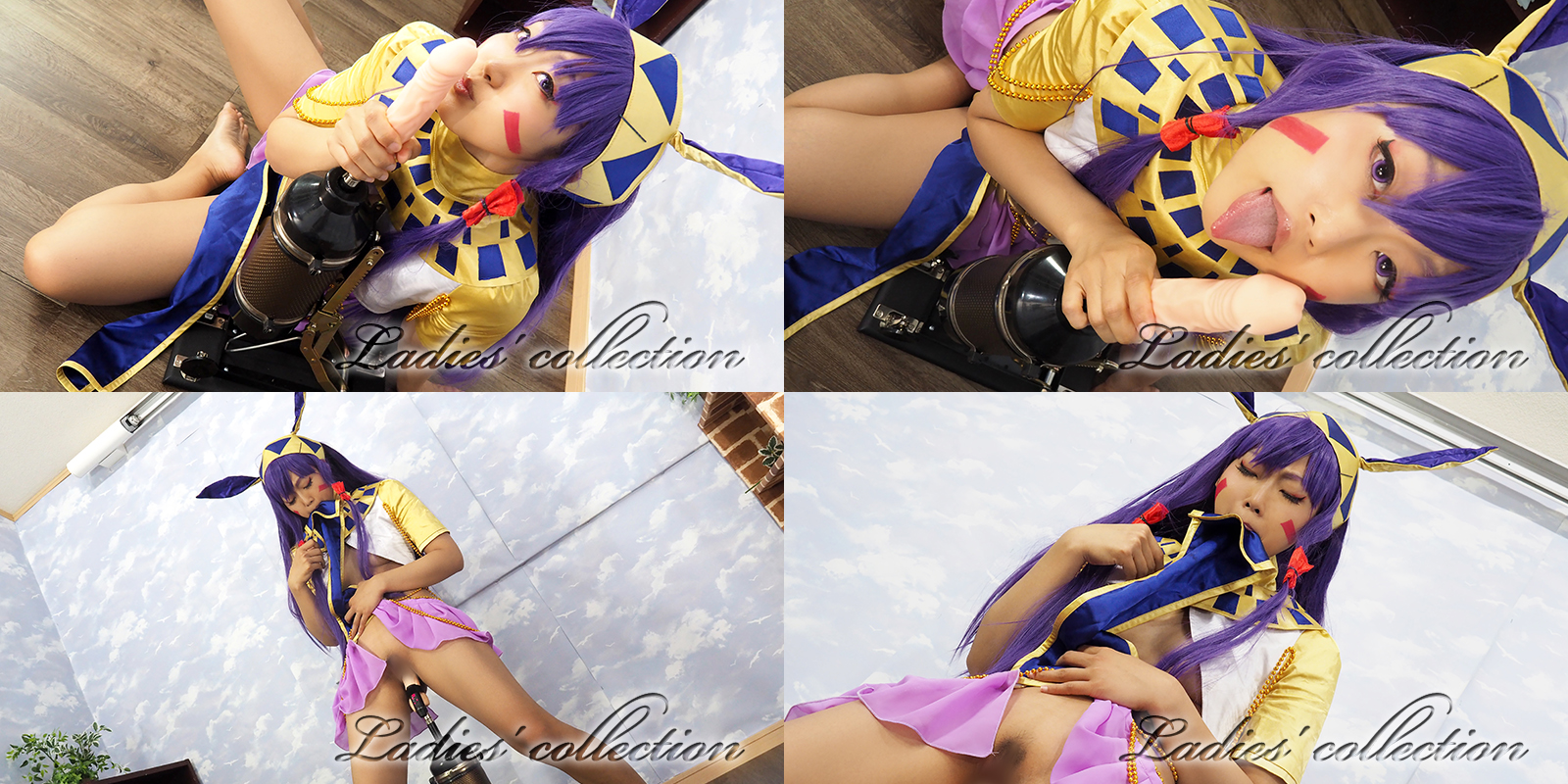 【ニトクリス】褐色ファラオ尼トクリス、金ピカ衣装M字開脚でディルドマシンオマ●コ... サンプル画像1