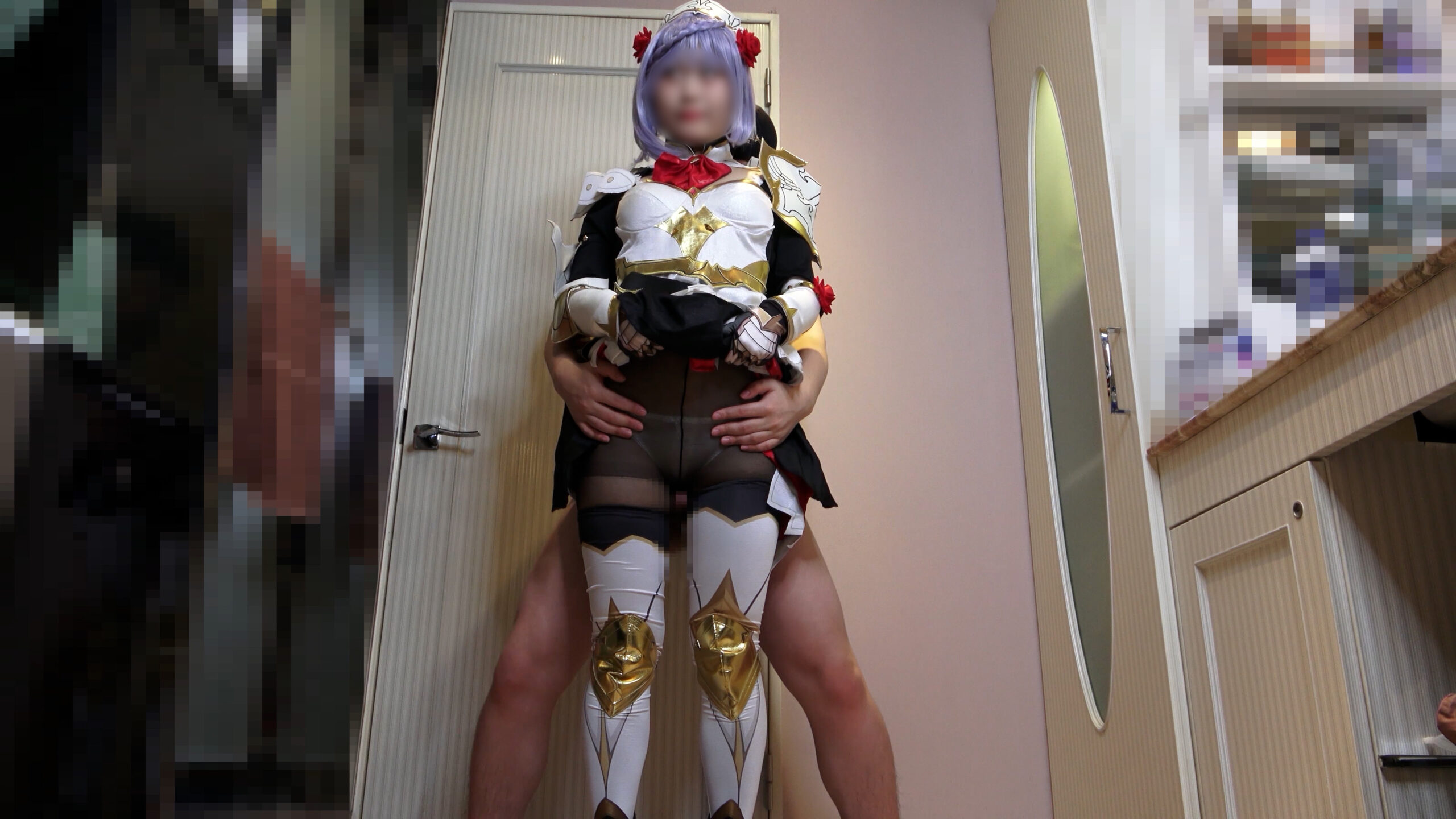 【ノエル(原神)】原神ノエル1年ぶり喉奥ジュルフェラ涎ダラ!黒タイツ破白パンツず... サンプル画像1