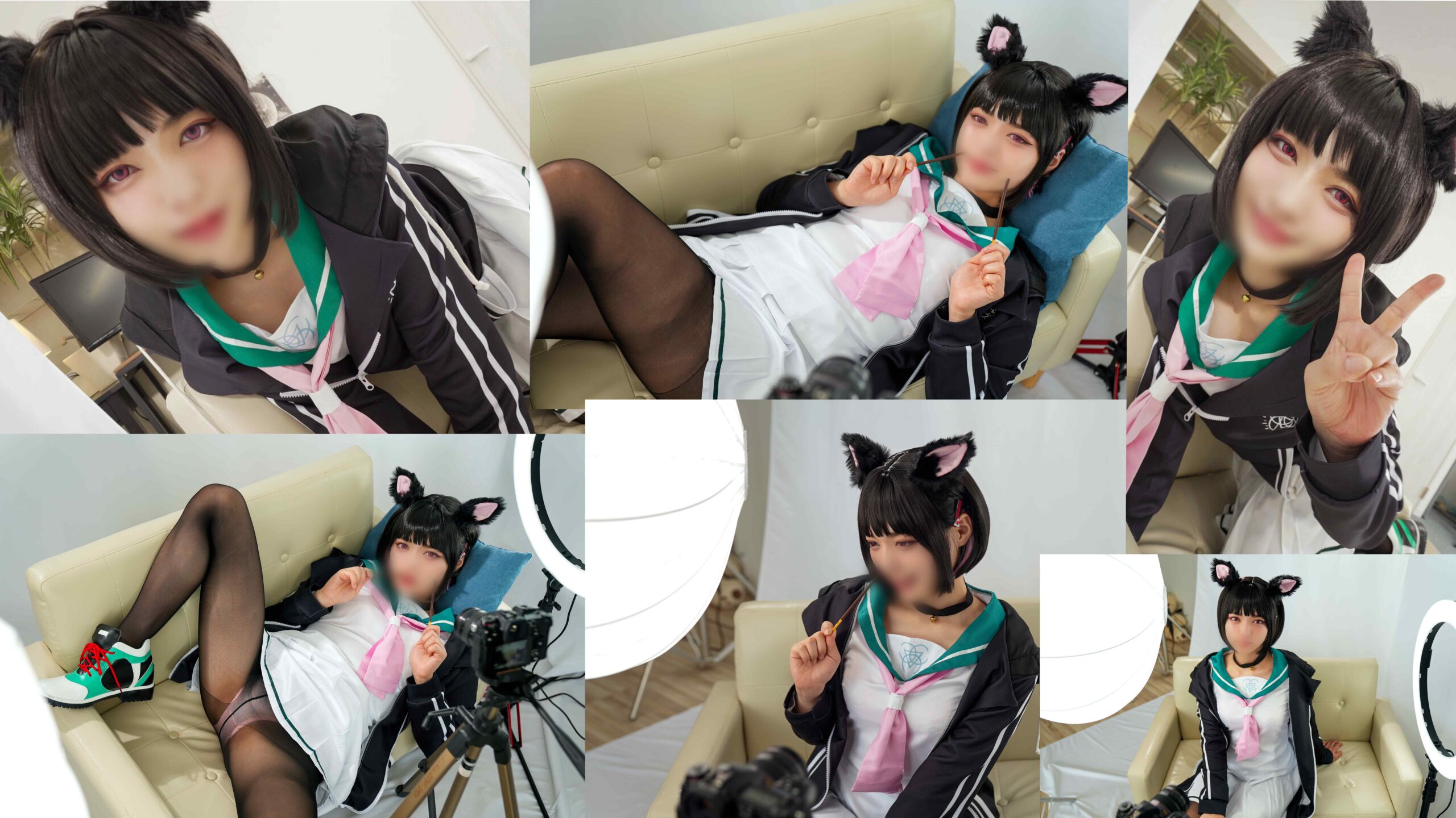 【杏山カズサ】カズサコス爆乳アイドルが個撮エロポーズでタイツ破りパイパンまんこ生... サンプル画像1